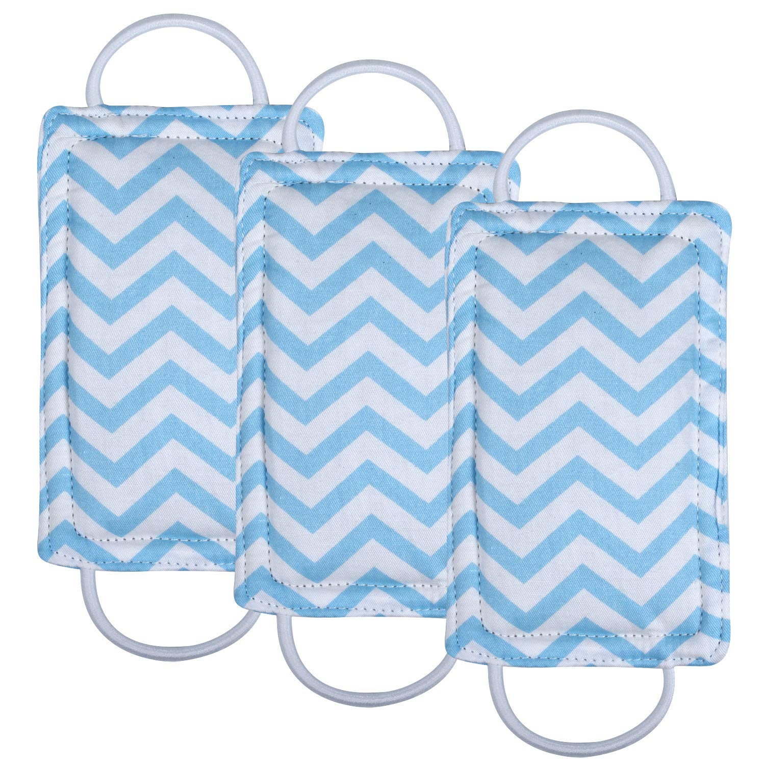 ICObuty Door Silencer Door Jammer Door Closer Cushion Nursery Door Silencer Door Latch Cover 3 Pack for Noise Reducing Quiet Doors Baby Toddler Safety 3.25 x 5.5 Inch (Blue Chevron)