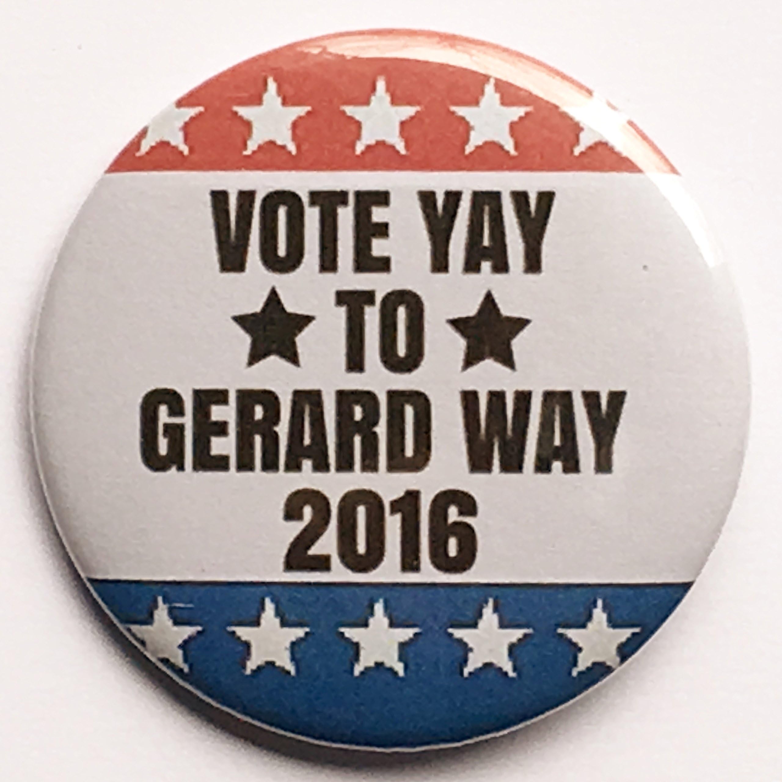 Vote Yay to Gerard Way MCR 2.25 Inch Pinback Button