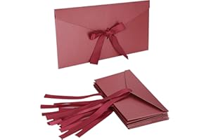 10 Pieces Pearl Color Envelope with Knot & Bow (8.6 * 4.2 Inch) - for Gift Card, Business, Wedding Party Invitation, Christma
