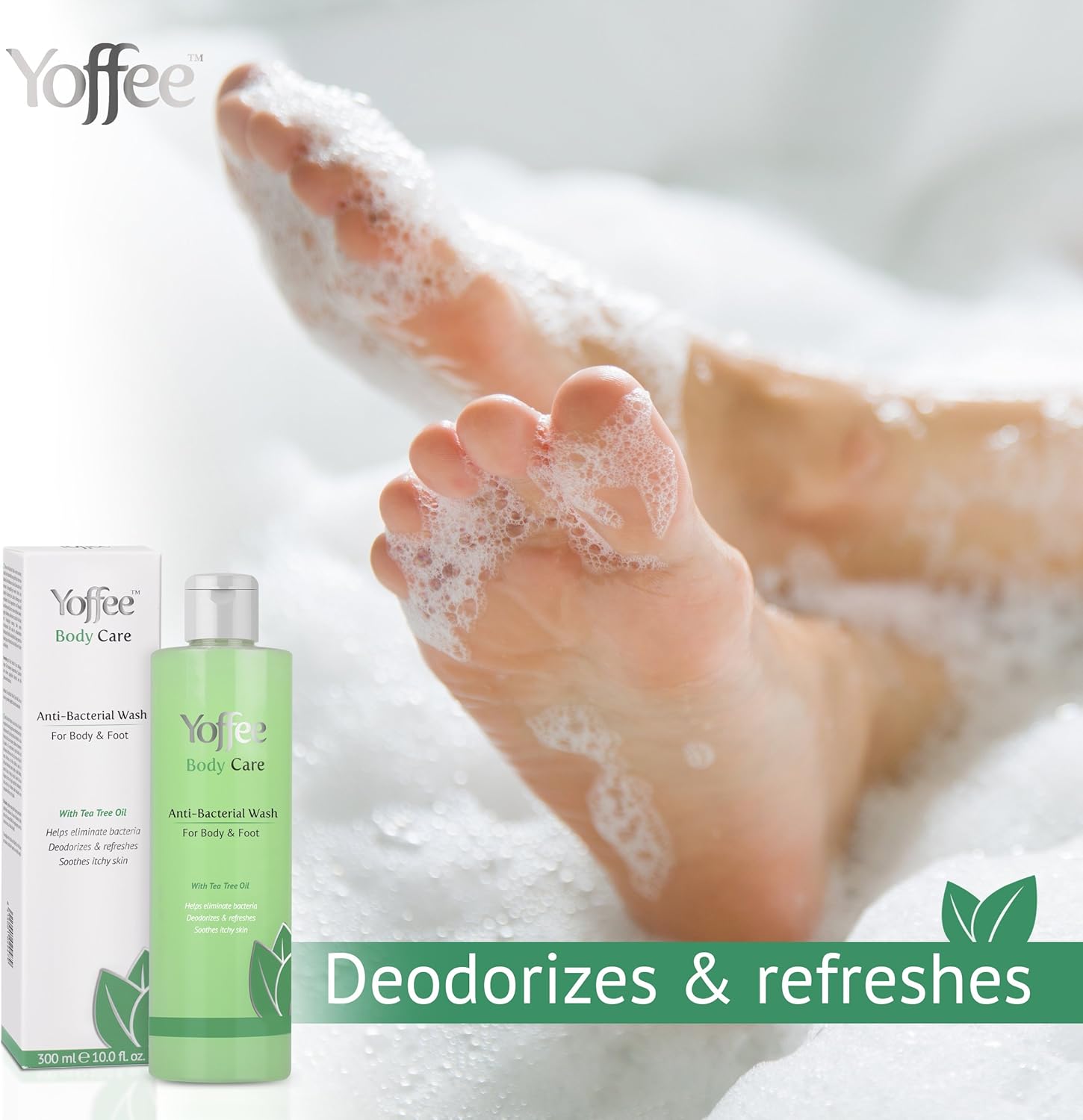 Yoffee Body Care, Antibacterial Wash for Body and Feet, Antifungal with pure Tree Tea Oil and Mint, Eliminates body odour - Image 3