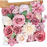 Roahosy Rose Artificial Flowers Combo, Pink Flowers Dusty Rose Silk Flowers with Stems for DIY Bridal Wedding Bouquets Floral Arrangements Table Centerpieces Party Baby Shower Home Decor