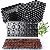 Oscorna (20Pack) 72-Cell Seed Starter Trays with Dibber, 10 Pack Nursery Starting with Base Tray, 72 Hole Soil Digger for Setting Out Quickly, Seedling Planting Tray, Germination Kit Trays Reusable