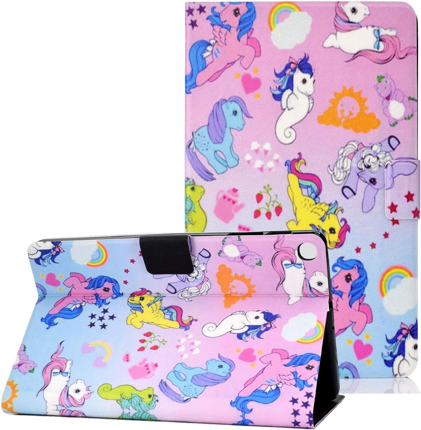 UGOcase Galaxy Tab A 10.1 Case 2019 Model T510 / T515 - Cute Cartoon Premium PU Leather Lightweight Stand Folio Shockproof Cover [Cards Slots] for Samsung Galaxy Tab A 10.1 Inch, Star Unicorn