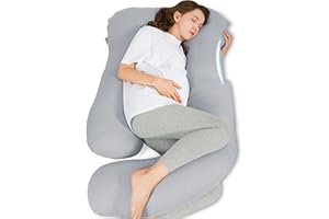 HIPHOP PANDA Muslin Pregnancy Pillows for Sleeping - U Shaped Full Body Maternity Pillow with Removable Cover - Support for Back, Legs, Belly, HIPS - 57 Inch Pregnancy Pillow for Women - Slate