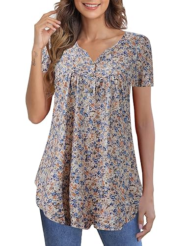 Zyyfly Womens Tunic Tops to wear with Leggings Short Sleeve