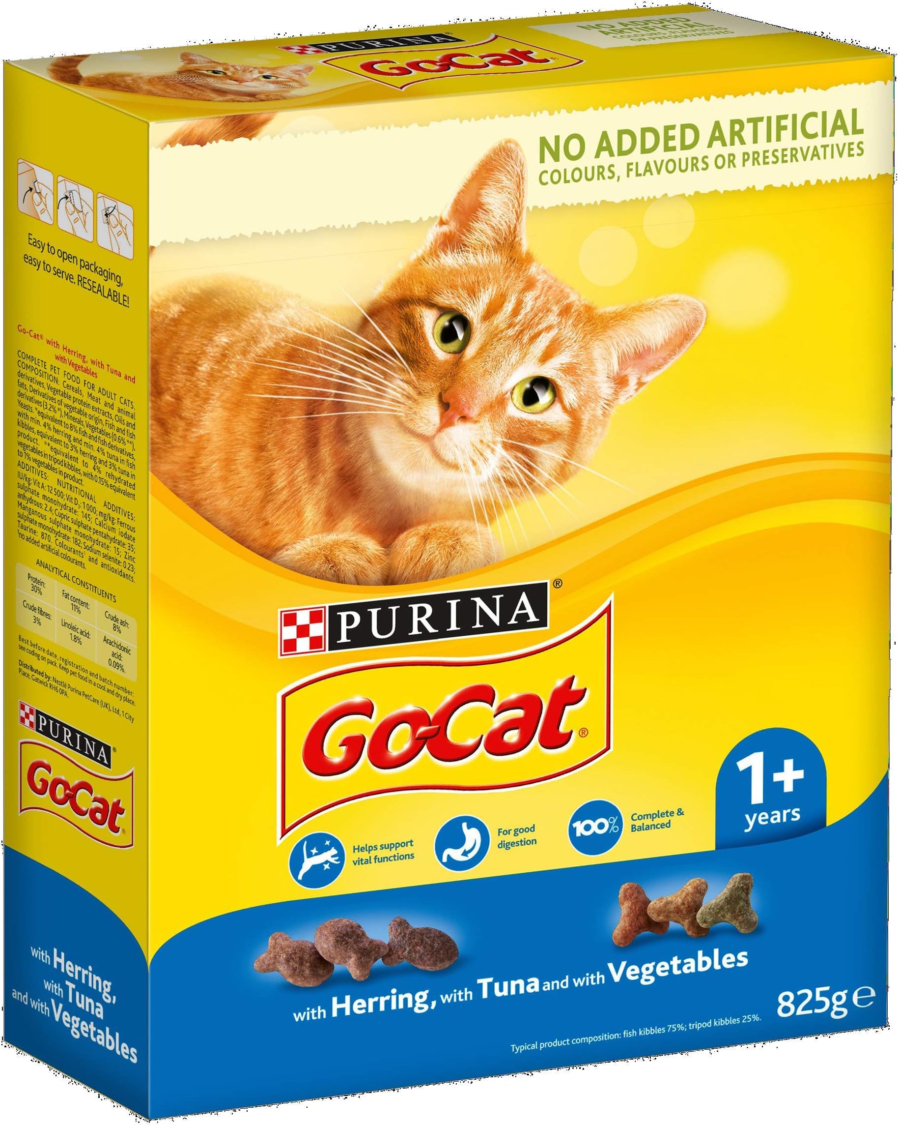 Go-Cat Adult Dry Cat Food Tuna Herring and Veg 825g - Case of 5 (4.125kg)