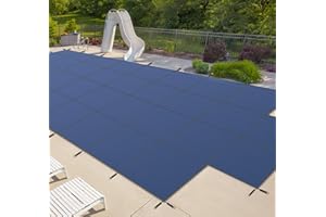 I COVER iCOVER Inground Pool Safety Cover, Fits 18x36ft Rectangular Pools with 4x8ft Center End Step, Winter Pool Covers for Inground Pools, Safety Pool Covers, Triple Stitched High Strength, Blue