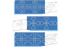Kapyoo 3Pcs Free Motion Quilting Templates with Non-Slip Grips, Quilting Ruler and Templates for Industrial & Domestic Machines Reusable Stencils for DIY Quilt Designs (25 Series C)