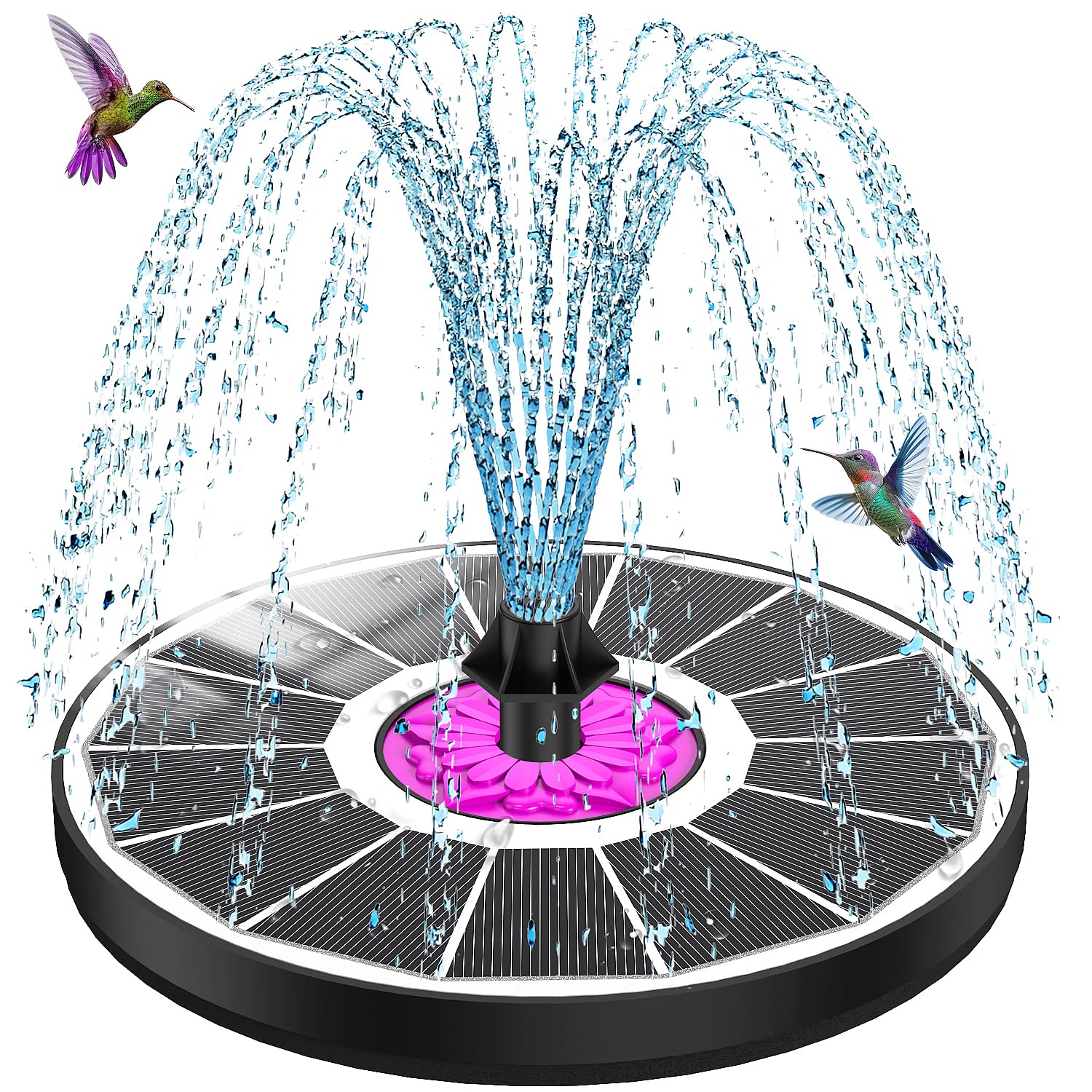 SZMP 3.5W Solar Fountain, Glass Panel Bird Bath Fountains, Solar Powered Water Fountain Pump with 7 Nozzles & 4 Fixers for Garden, Pond, Bird Bath, Pool (White)