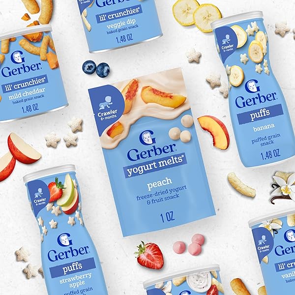 GERBER STAGE 3 BABY FOOD, STRAWBERRY AND MIXED BERRIES MELTS, 1 OZ. POUCH (PACK OF 4)
