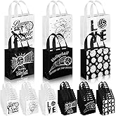 Sweetude 40 Pcs Volleyball Non Woven Party Favor Bags with Handles 7.9 x 7.9 x 3.2 Inch Volleyball Party Favor Goodie Treat Candy Bags for Sports Theme Baby Shower Birthday for Team