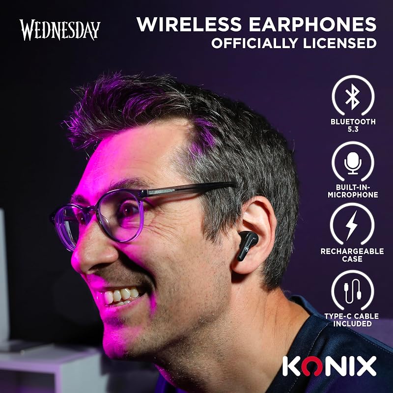 Miércoles Auriculares inalámbricos para Smartphones y Tablets - Autonomía de 6 h + 22 h con Estuche - Resistencia Agua IPX4 - Bluetooth - Negro
