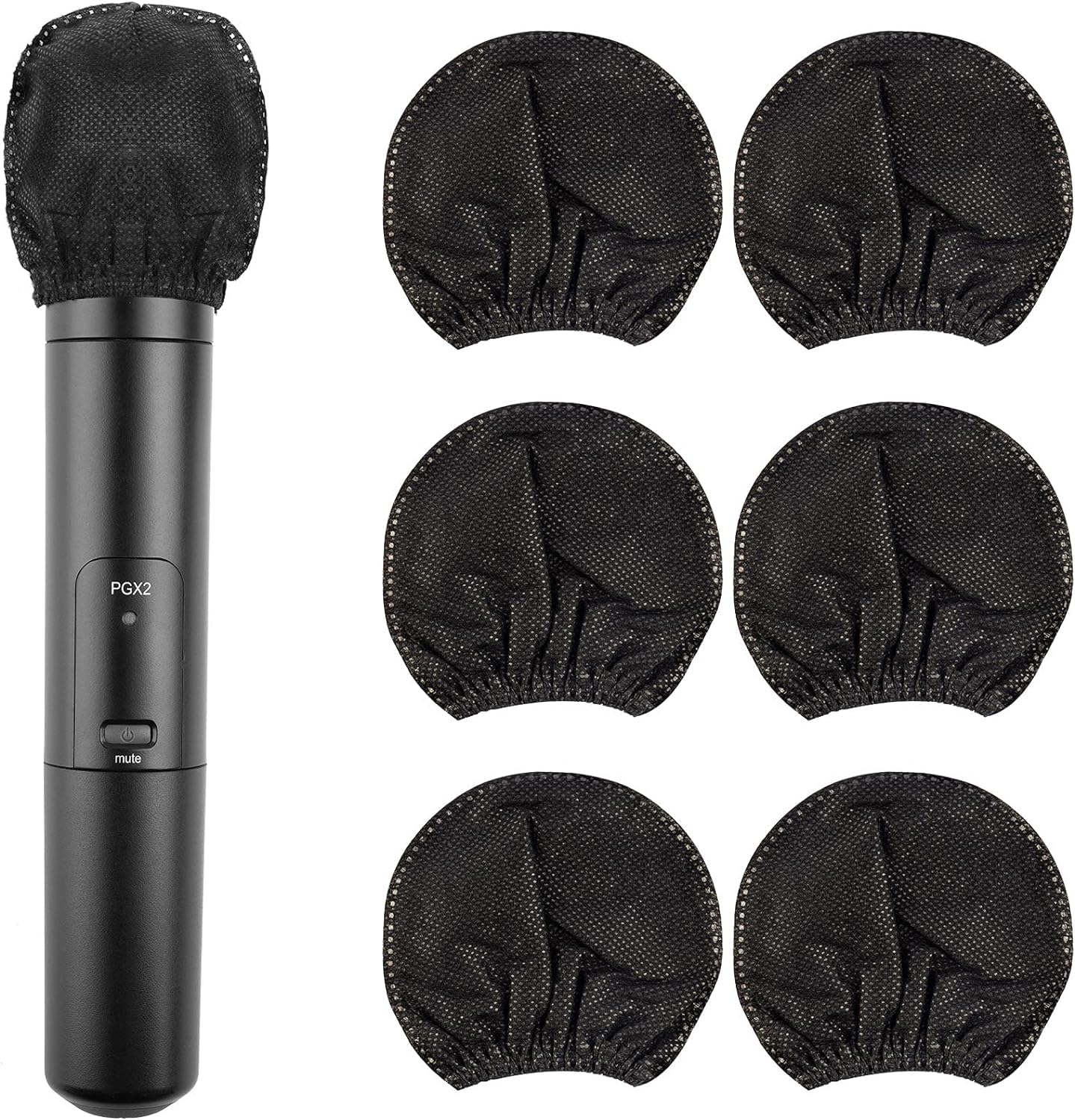 Disposable Microphone Covers, 40pcs Non-woven Windscreen with Elastic Band, Microphone Protection Caps for Recording Rooms, KTV, News Gathering (Black)