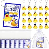 Seenelling Cheer Gifts Bulk Duck Keychain You've Been Cheer Ducked Tags Bow Organza Bags for Valentines Cheerleader Team Gift