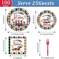 100Pcs Derby Day Plates and Napkins Party Supplies