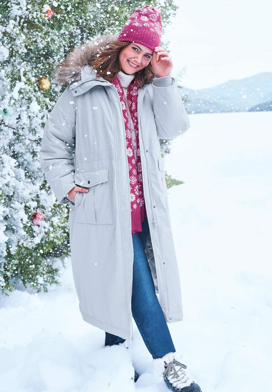 Woman Within Women's Plus Size The Arctic Parka in Extra Long Length Coat: Clothing