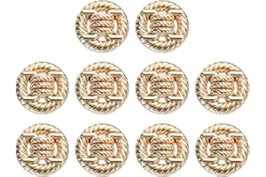HARFINGTON 10pcs Metal Round Buttons 18mm Alloy Shank Sewing Craft Replacement Buttons Knotted Rope Hollow Pattern for Clothi