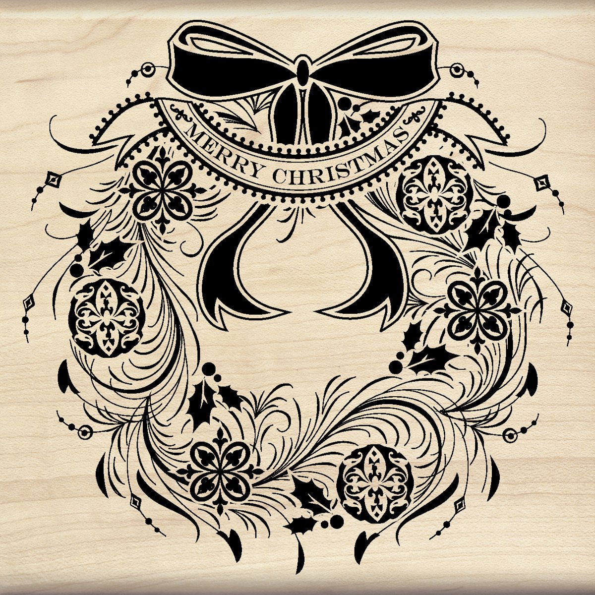 Inkadinkado Mounted Rubber Stamp x 4.5-inch-Merry Christmas Wreath