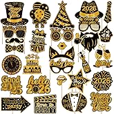 New Years Photo Booth Props 2026 - Set of 30 Happy New Years Decorations New Year's Photo Props for New Years Eve Party Supplies 2026