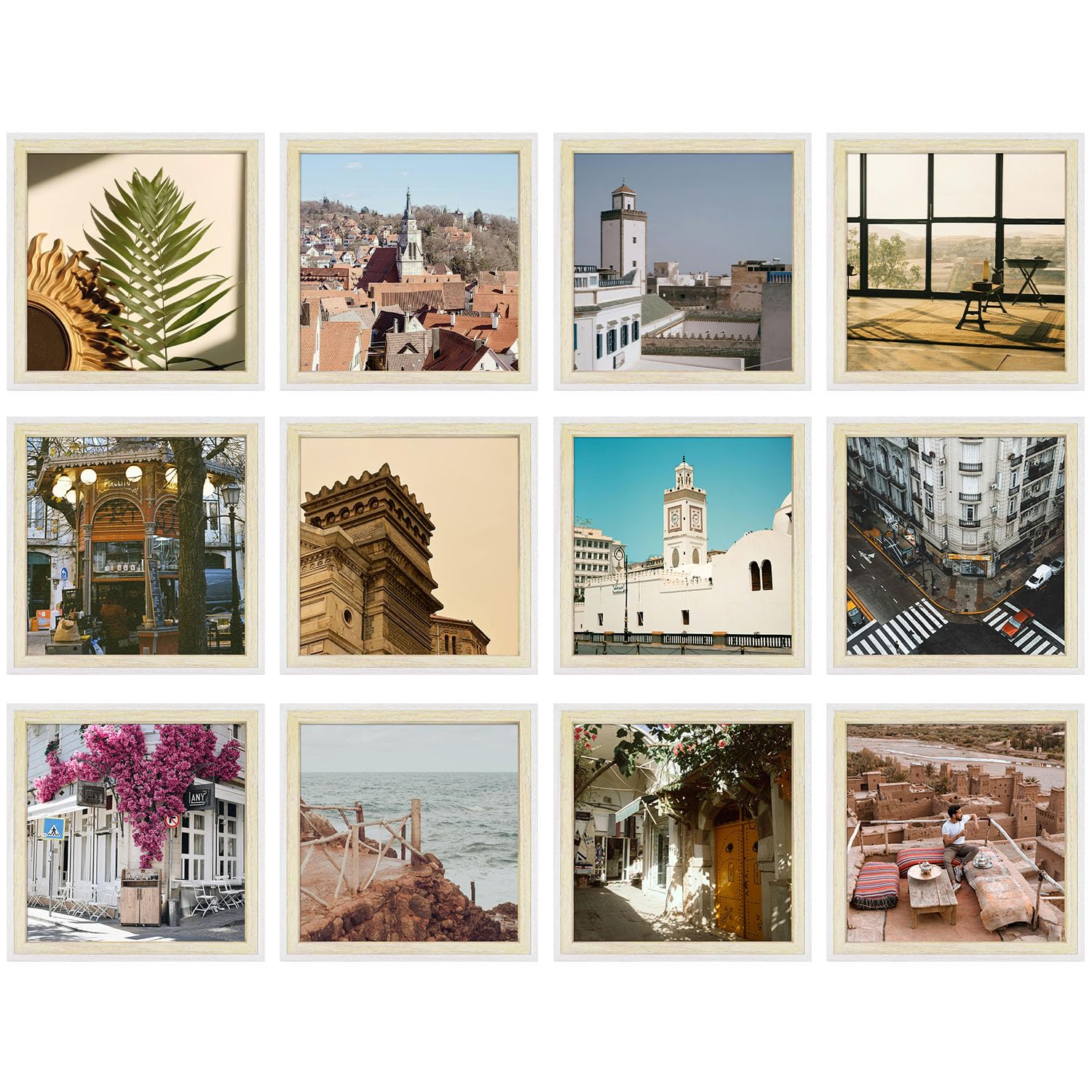 Golden State Art, Set of 12, Two Color Molding Picture Frame Integrated with Easel and Sawtooth Hangers Great for Baby Pictures, Weddings, Portraits (White and Beige, 8x8) Image Golden State Art, Set of 12, Two Color Molding Picture Frame Integrated with Easel and Sawtooth Hangers Great for Baby Pictures, Weddings, Portraits (White and Beige, 8x8) Image