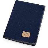 100% Wool Blanket 60"x84" Large Warm Blankets for Camping &amp; Picnic, Navy | Reversible Travel Blanket, Fire Retardant Outdoor Blanket, Car Blankets for Adults, Wide Selection, Durable Picnic Essentials