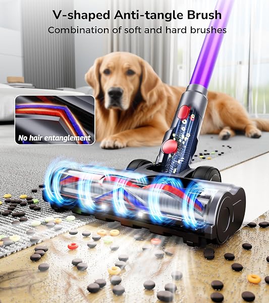 VIAFLY CORDLESS VACUUM CLEANER, 600W 50KPA 70 MINS VACUUM CLEANERS FOR HOME, SELF-STANDING STICK VACUUM WITH TOUCH SCREEN, WALL DOCK, ANTI-TANGLE RECHARGEABLE VACUUM FOR PET HAIR CARPET HARDWOOD FLOOR