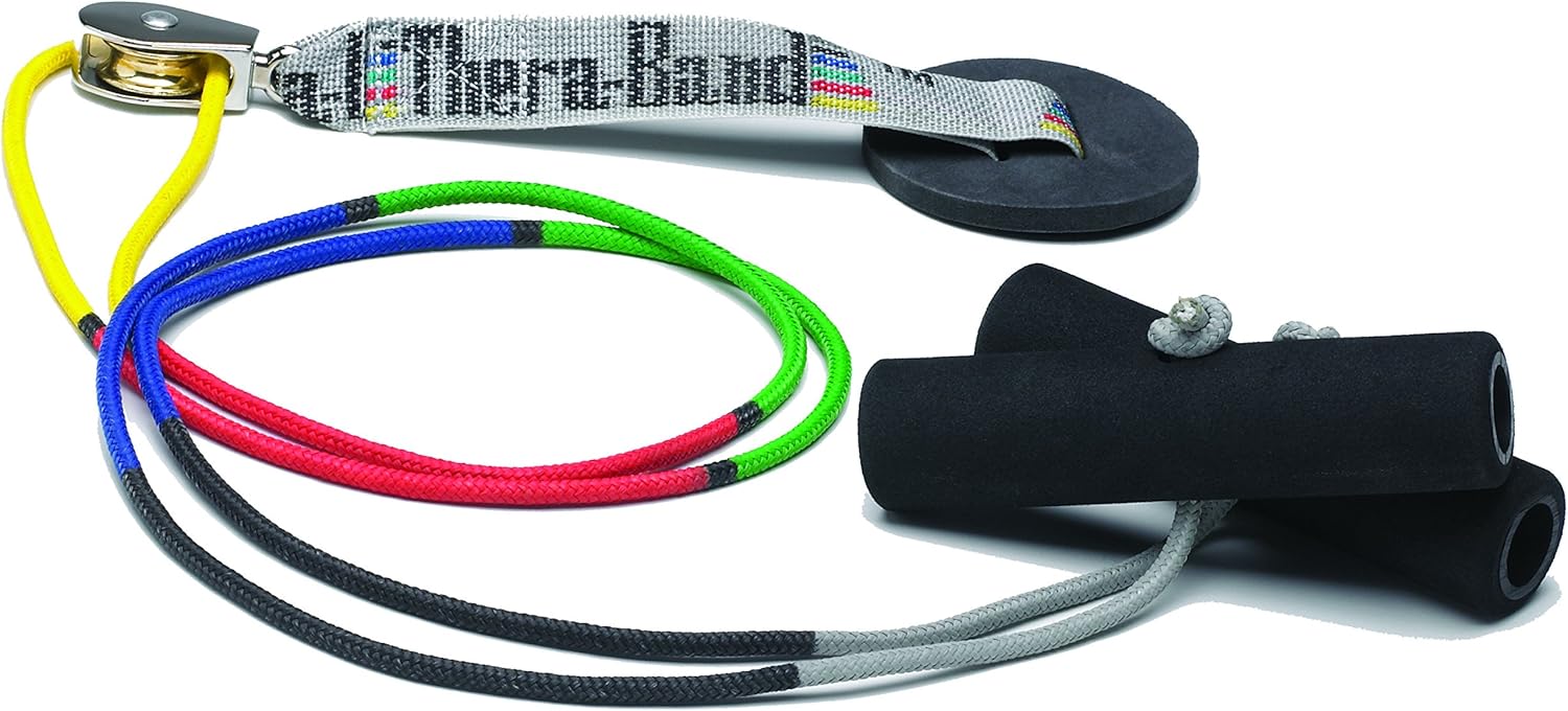 TheraBand Shoulder Pulley, Overhead Shoulder Pulley for Physical Therapy, Over the Door Pulley with Foam Handles and Color Coded Rope for Increasing Range of Motion, Overdoor System for Rehabilitation: Clothing