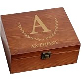 Custom Wooden Keepsake Box, Engraved Monogram Name Initial, 12 Designs | Personalized Storage Box, Photo Storage, Document Storage, Memory Box, Keepsake Storage, Wood Box With Lid