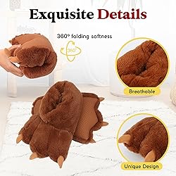 Aopuro Women Plush Animal Paw Slippers Funny