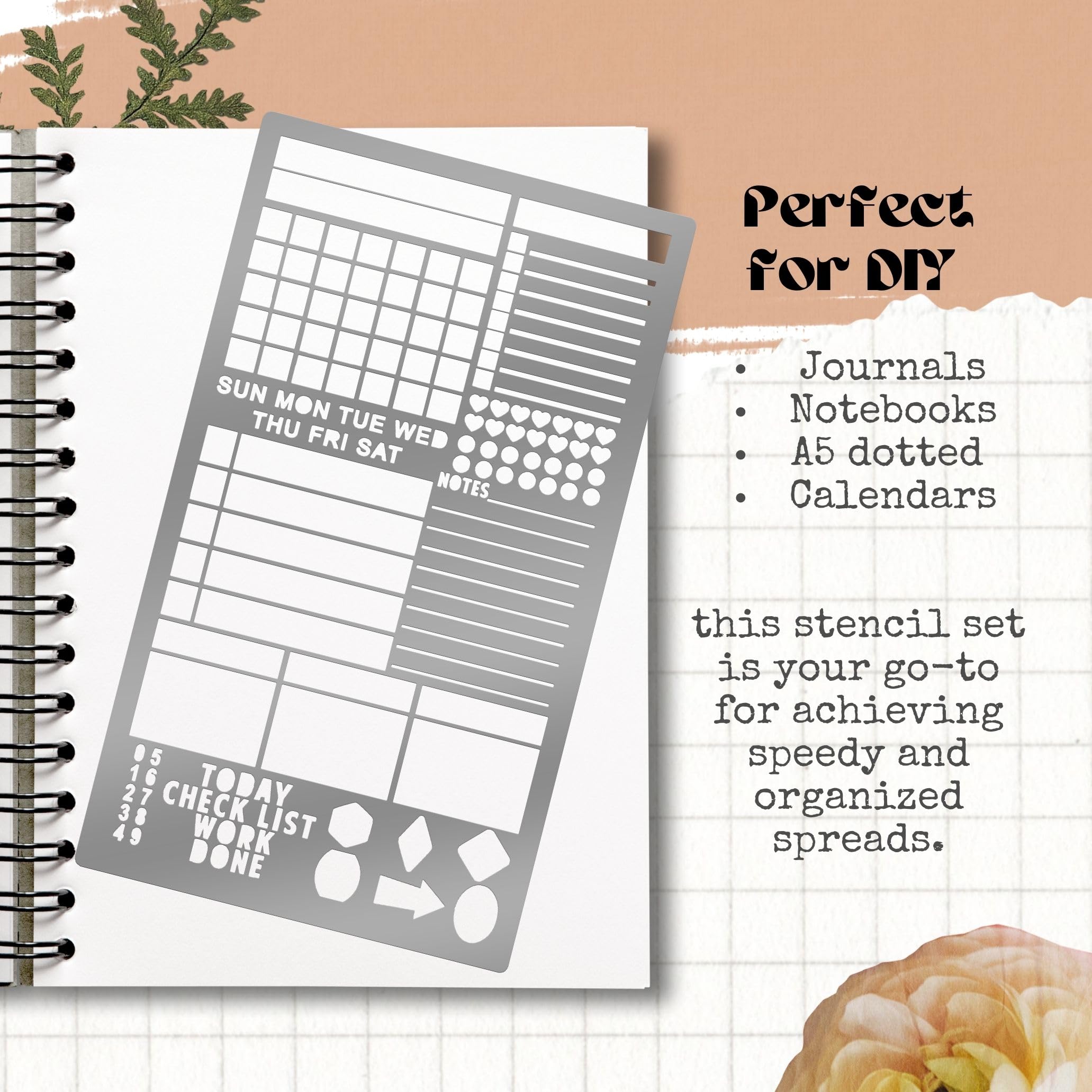 Performore Stainless Steel Stencil - Precision Crafting Tool for Drawing, Journaling, Templates, and Scrapbooks (4.13