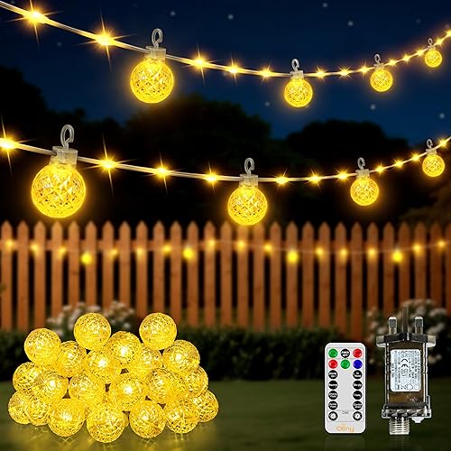 Ollny Globe Fairy Lights, 10M Fairy Lights Plug in, Waterproof Warm White String Lights Mains Powered/Remote/8 Modes/Timer/Indoor/Outdoor Lighting for Garden, Camping, Gazebo