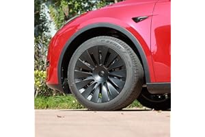 CYBERBEANS 4Pcs for Tesla Model Y Wheel Covers 19 Inch Hubcaps Steering Hub Caps Rim Protector Replacement Kit Exterior Accessories Matte Black 2020-2023