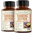 Saffron Supplements - Turmeric Curcumin Supplement with Black Pepper, Saffron Extract, Cardamom and Cinnamon Pills for Mood, Memory, Eye Health. Joint Supplements for Women & Men. 120 Capsules 2 Pack