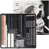 Cretacolor Skull Edition Black &amp; White Drawing Tin Set, Set of 25