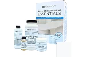 Bathworks Essentials Roll-On Refinishing Kit - 22 fl oz, High Gloss White, Long-Lasting Acrylic Resin Finish with Non-Slip Additive - Professional-Grade DIY Coating for Bathtubs, Tile, Sinks & Showers (Paint Materials Only)