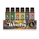 Eternal Essence Oils Woodsy Premium Fragrance Oils Set - Including Pine, Cedar Wood, Sandalwood, Bamboo & Teak, Woodland Bay and Frankincense - Rustic and Woody Scented Oils (6 Pack)