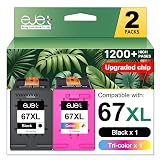 67XL Ink Cartridges Black/Color Combo Pack Compatible for HP Ink 67 67XL Works with HP Deskjet 2700 2700e 2755 2755e 2855e 2800e 2852e 2827e 4100e 4155e 4227e 4255e Envy 6055e 6455e Series (2-Pack)