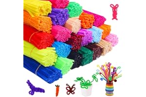 Supkiir 1000Pcs Pipe Cleaners Craft Supplies, 20 Assorted Colors Chenille Stems, Chenille Pipe Cleaner for DIY Art Craft Proj