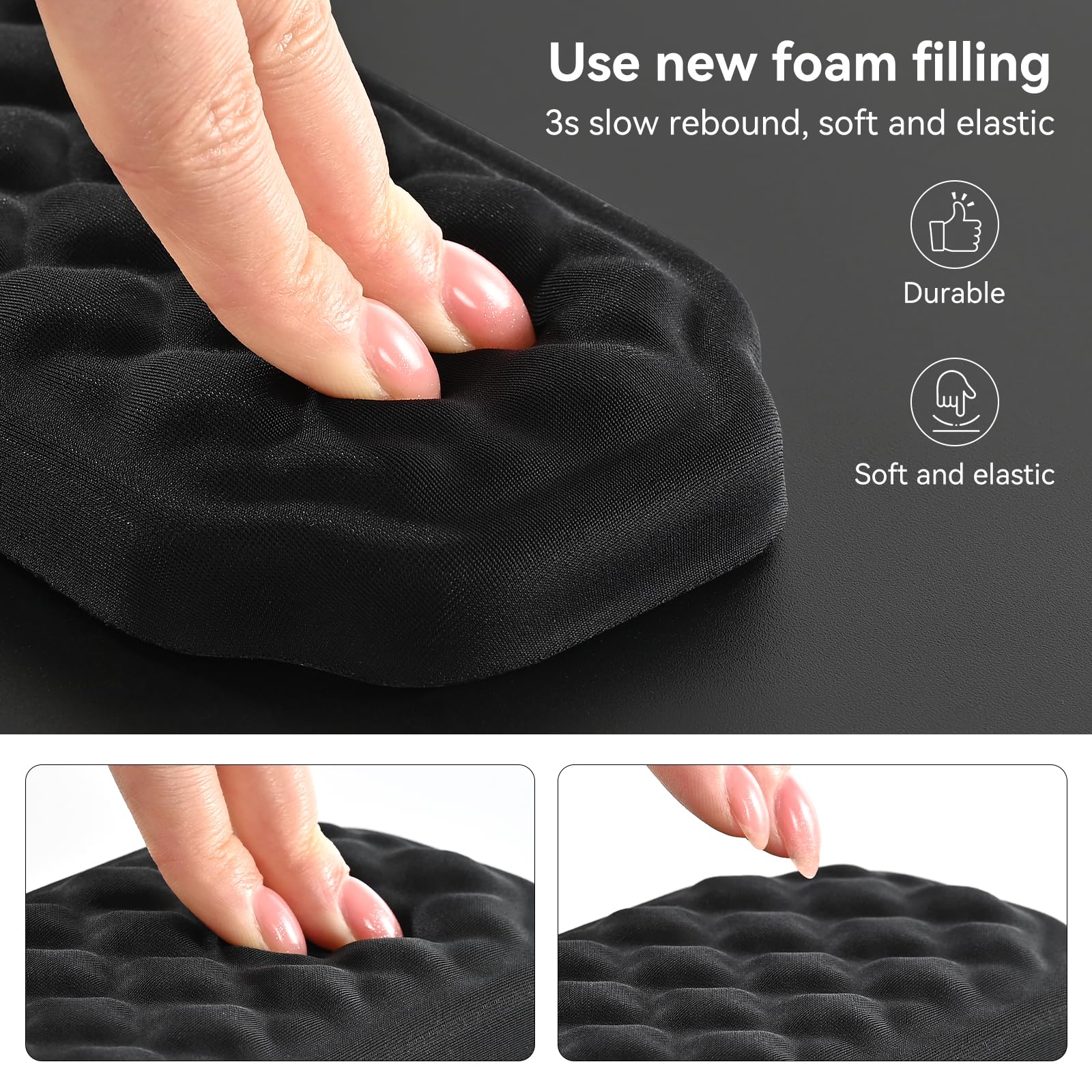 EooCoo Ergonomisches Mauspad und Handballenauflage Tastatur, Mousepad mit Massage-Noppen, Gaming Memory-Schaum Mausmatte mit Rutschfester PU-Basis, für Schmerzlinderung, für Alle Maus Laptop, PC 4