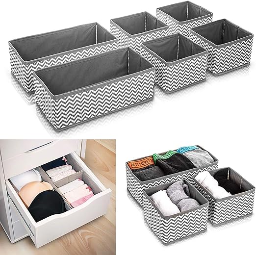 Fineway Set Of 6 Canvas Fabric Storage Box Wardrobe Organiser