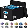 DYWMM File Organizer Collapsible Storage Box for Office File Box with Lids Document Organizer for Office and Home Easy Slide Durable Hanging File Box (Black)
