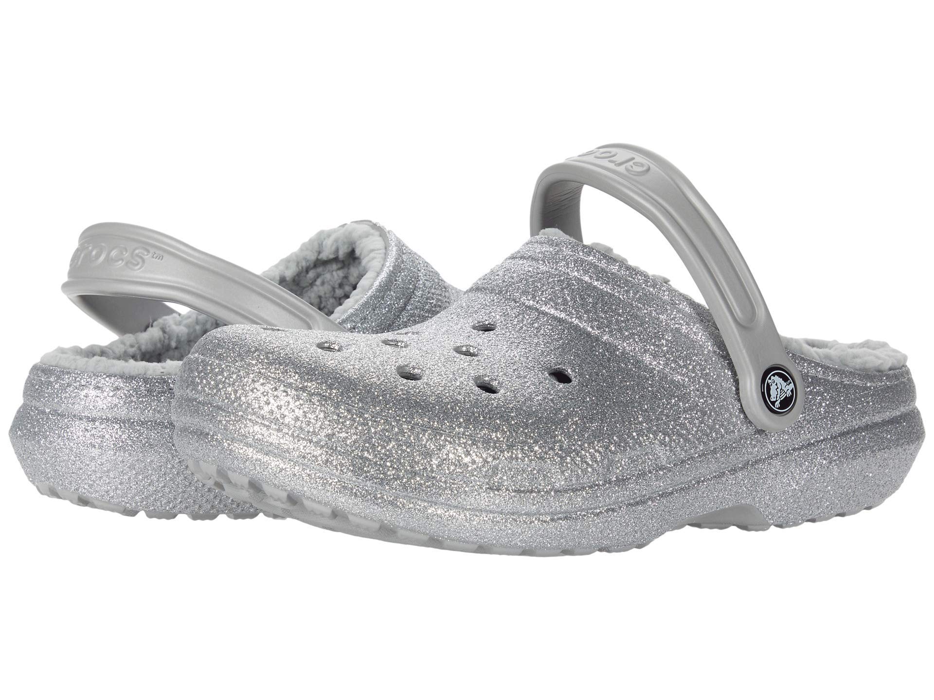 Crocs Men's and Women's Classic Lined Clog Silver Glitter Image