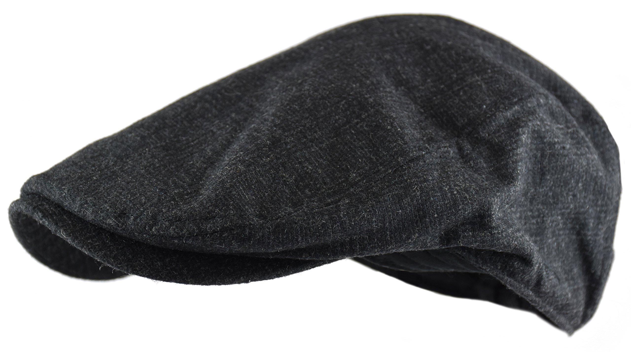 Wonderful Fashion Men's Classic Herringbone Tweed Wool Blend Newsboy Ivy Hat (Large/X-Large, Charcoal)