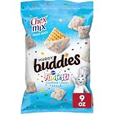 Chex Mix Muddy Buddies Funfetti Snack Mix, 9 oz | Crispy Corn Chex, Funfetti Coating, Sweet Powdery Finish, Natural &amp; Artificial Flavors, Lunch Box or Anytime Treat