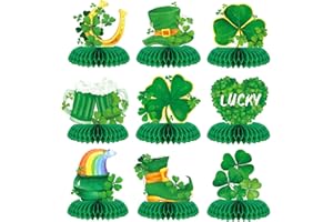 FRIDAY NIGHT 9pcs St.Patrick's Day Honeycomb Centerpieces St Patricks Day Decorations Irish Table Centerpiece Green 3D Table Shamrock Decoration