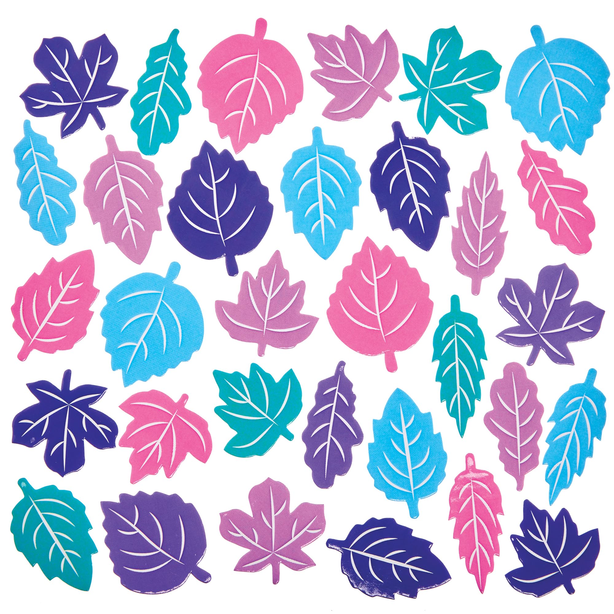 Baker Ross FX862 Winter Leaf Foam Stickers - Pack of 144, Christmas Sticker Embellishments for Christmas Decorations and Cards