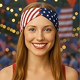 Shimmer Anna Shine Red White and Blue Patriotic American Flag Headband USA (Cotton Stars and Stripes)