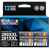 E-Z Ink Compatible Ink Cartridge Replacement for Canon PGI-280XXL CLI-281XXL PGI 280XXL CLI 281XXL to use with PIXMA TS9120 TS8120 TS8220 (PGBK, Black, Photo Blue, Cyan, Magenta, Yellow) 12 Pack
