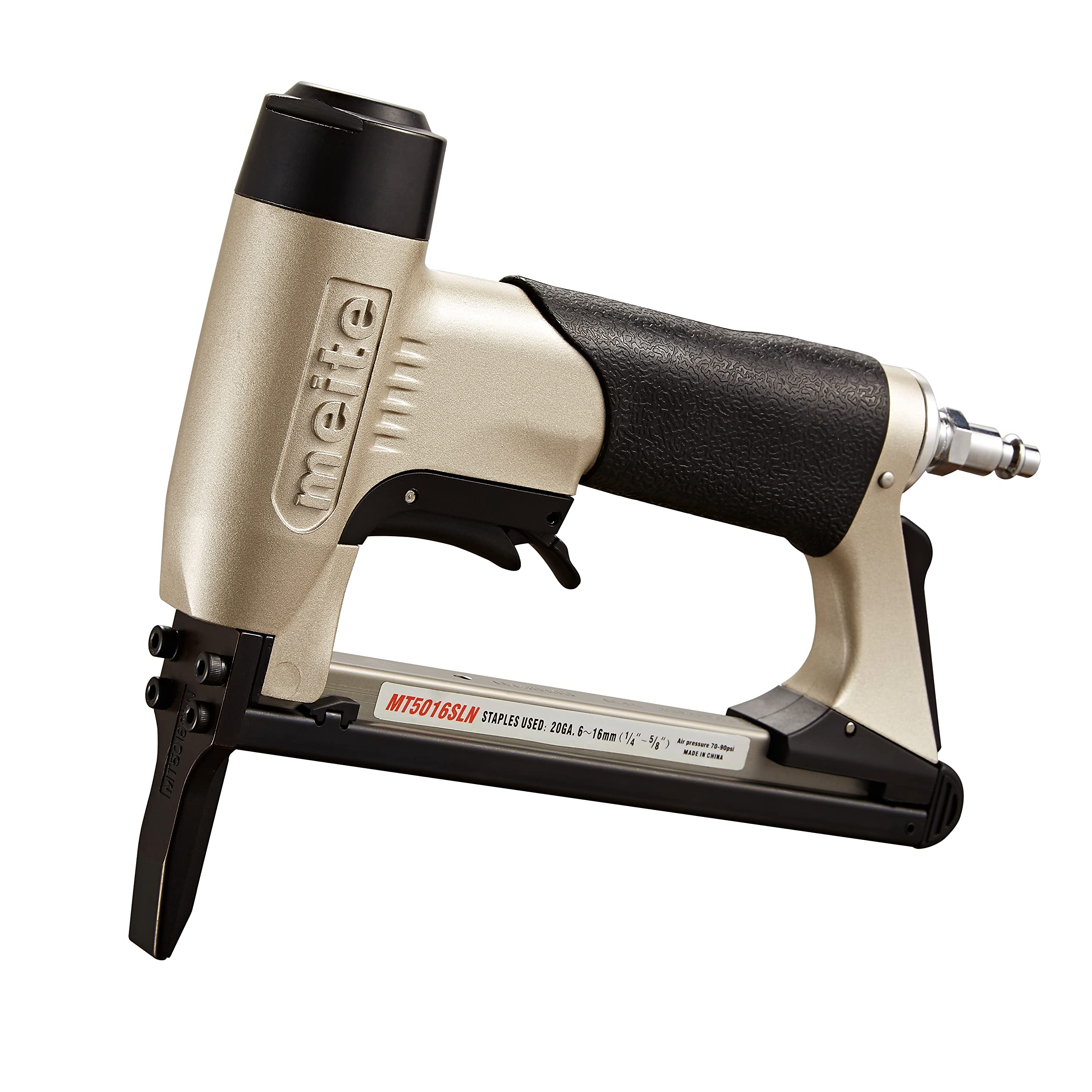 meite MT5016SLN Upholstery Staple Gun, Air Upholstery Long Nose Stapler with Safety Switch for Carpet, Funiture and Woodworking, Uses Type 50 6-16 mm Length Staples