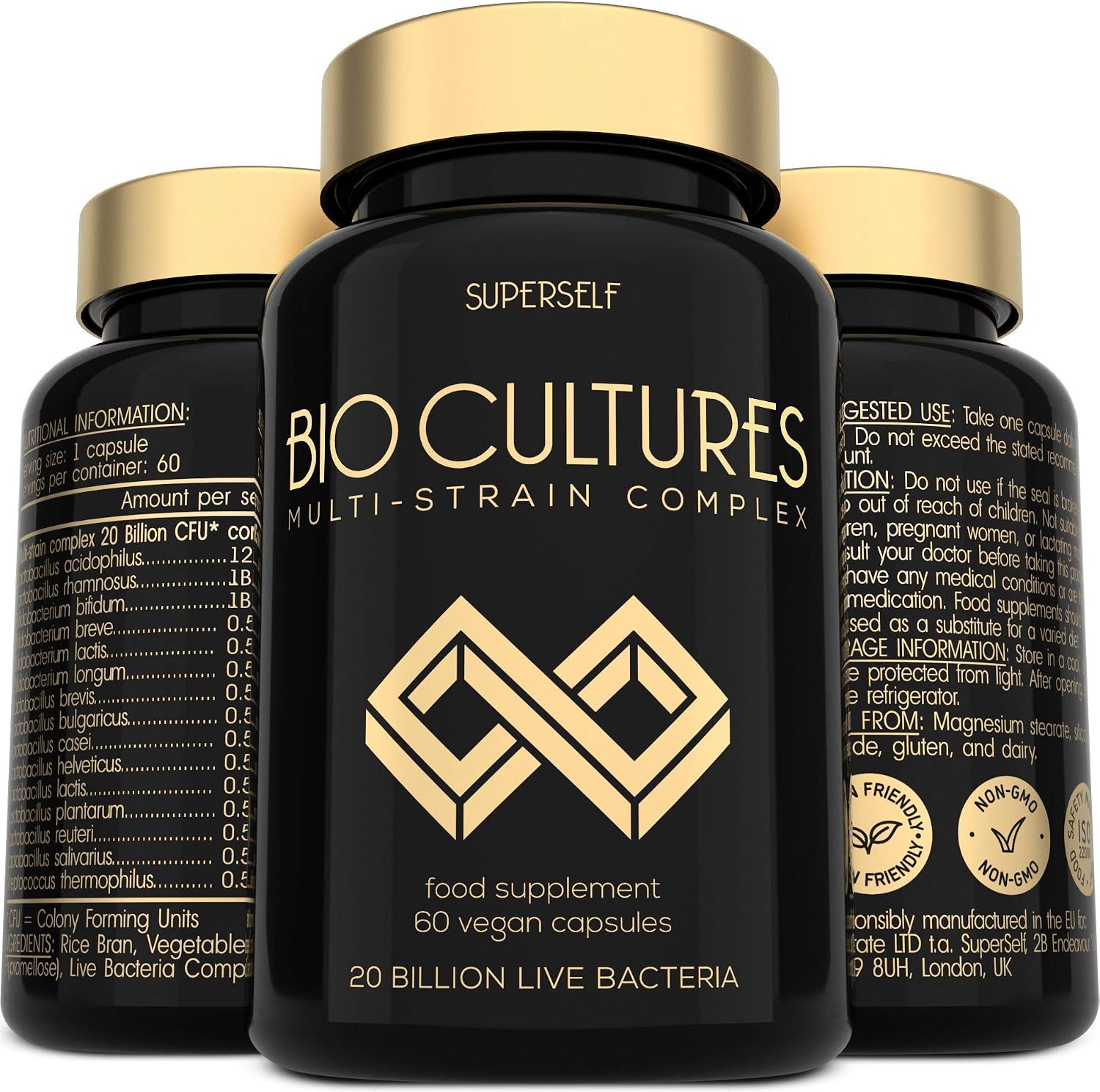 Probiotics Bio Cultures Complex, Gut Health Probiotic Supplements for Men & Women, 20 Billion CFU, 30 Acid-Resistant Capsules